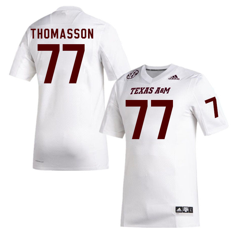 Men #77 Colton Thomasson Texas A&M Aggies College Football Jerseys Stitched Sale-White